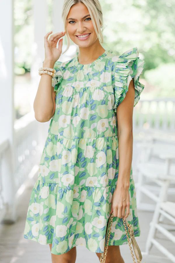 Sweet Nature Green Floral Babydoll Dress | The Mint Julep Boutique