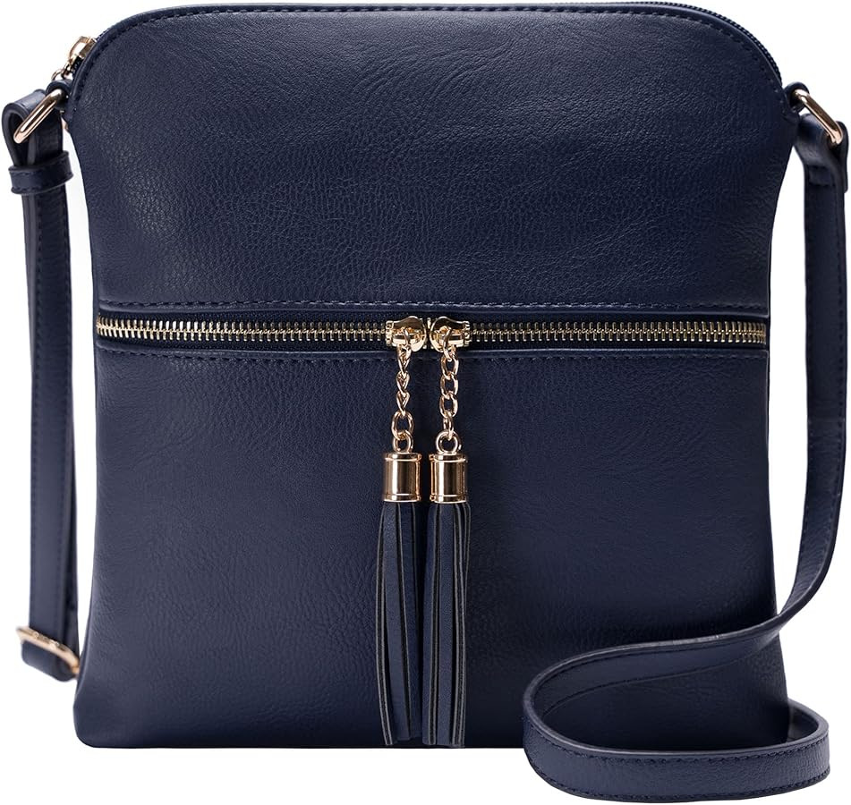 Solene Womens Lightweight Medium Crossbody Purse with Tassel, Perfect Size Crossbody Bags for Dai... | Amazon (US)