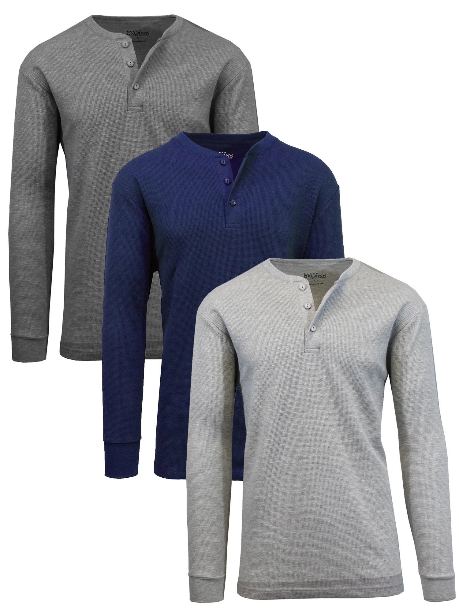 3-Pack Mens Long Sleeve Henley Thermal Tee (S-3XL) | Walmart (US)