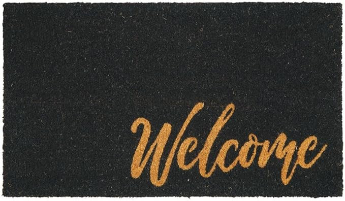 mDesign Rectangular Coir and Rubber Entryway Welcome Doormat with Natural Fibers for Indoor or Ou... | Amazon (US)
