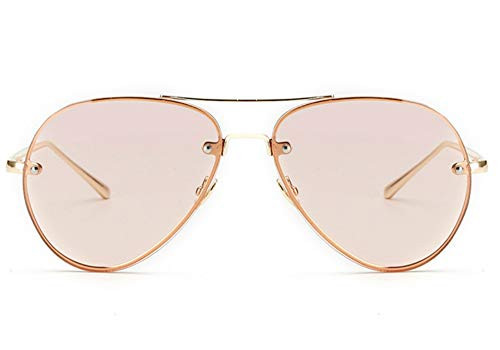 Freckles Mark Oversized Aviator Sunglasses Vintage Retro Gold Metal Frame Colorful Lenses 62mm (Pink) | Amazon (US)
