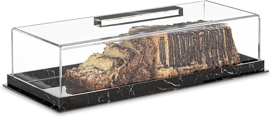 Gold Valley Rectangular Cake Tray, Cake Plate Dish with Lucite Display Cover Lid, Dessert Holder ... | Amazon (US)