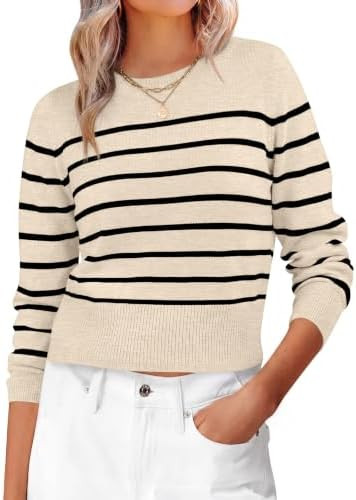 ANRABESS Women’s Long Sleeve Sweaters Cropped Crew Neck | Business Casual Tops,Light Weight Com... | Amazon (US)