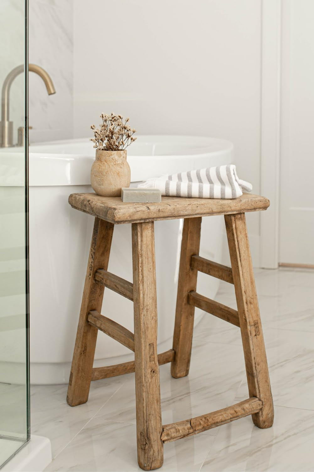 Vintage Square Elm Wood Stool | Amazon (US)