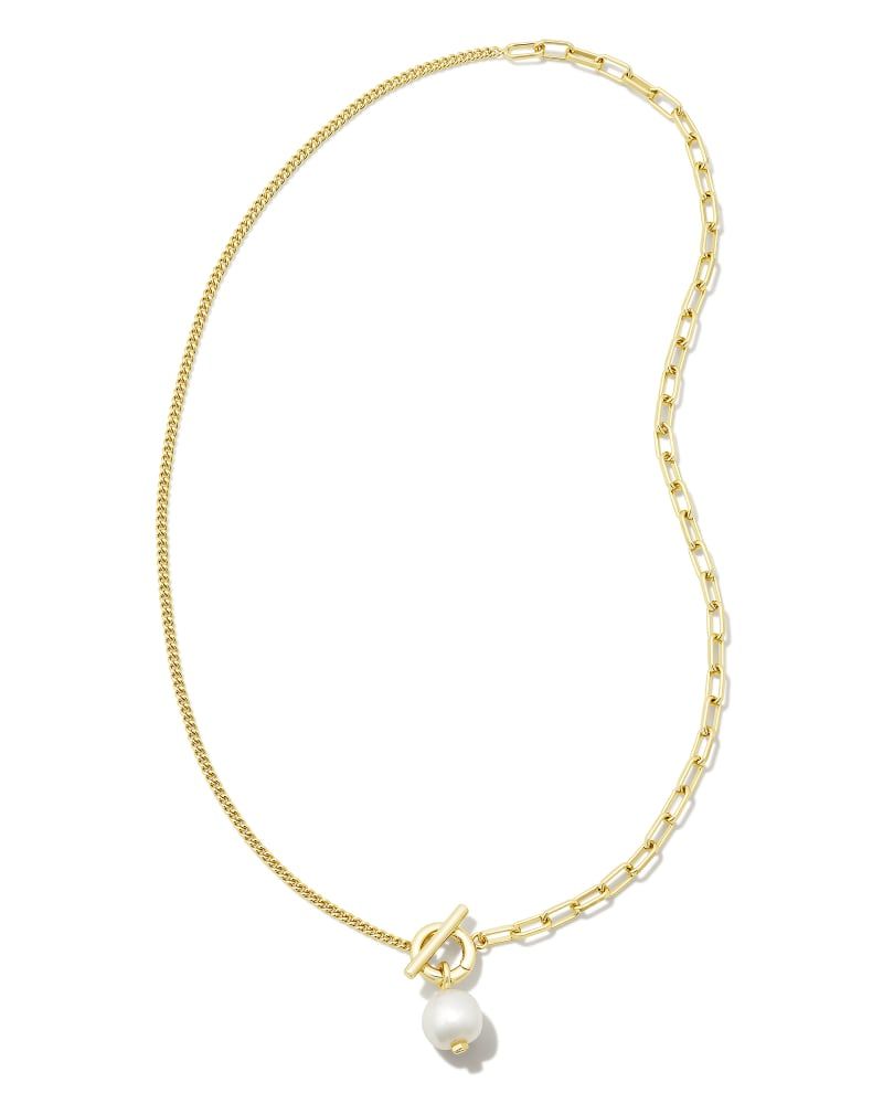 Leighton Convertible Gold Pearl Chain Necklace in White Pearl | Kendra Scott