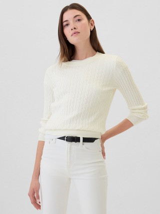 CashSoft Cable-Knit Crewneck Sweater | Gap Factory