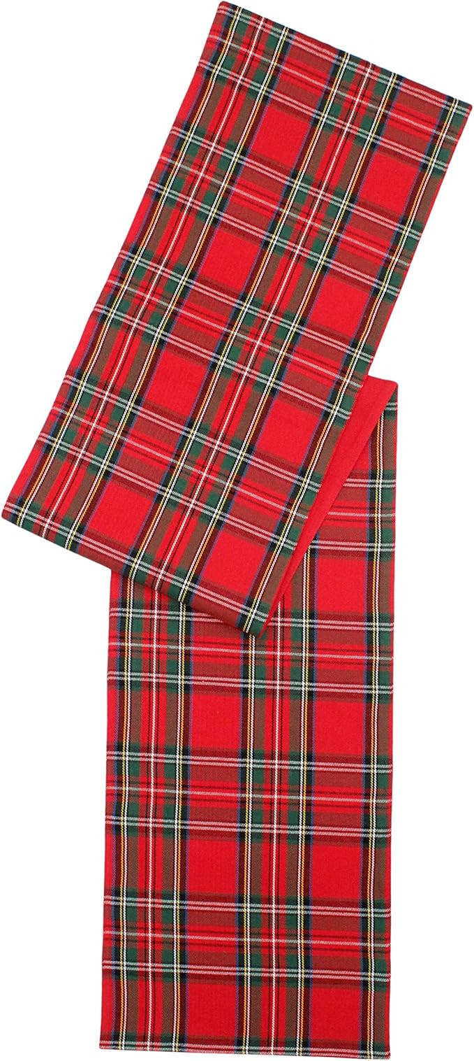 COTTON CRAFT Christmas Table Runner - Xmas Tartan Plaid Festive Tablerunner - Pure Cotton Gingham... | Amazon (US)