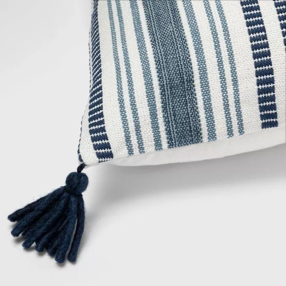 Oblong Stripe Decorative Throw Pillow Cream/Navy - Threshold™ | Target