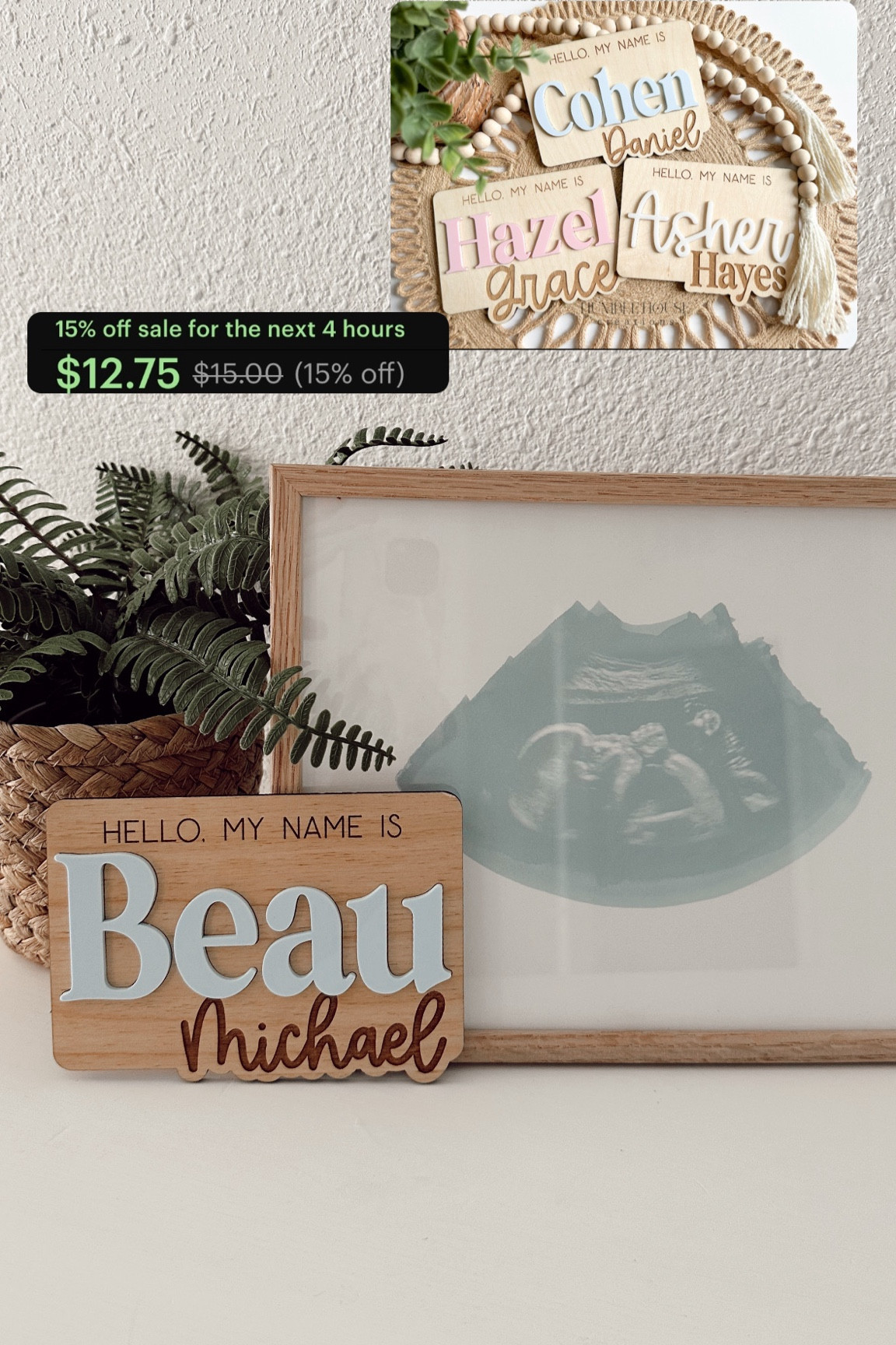 The cutest custom name sign is on sale! Also linked the ultrasound artwork 🤍


Baby Nursery, baby name sign, birth announcement sign, neutral nursery, neutral nursery decor 

#LTKBaby #LTKFamily #LTKHome