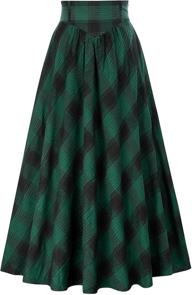 Scarlet Darkness Victorian Skirts for Women Plaid Maxi High Waist Long Skirt | Amazon (US)