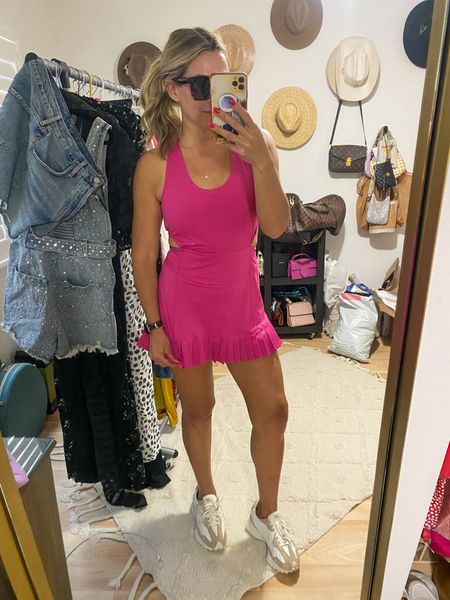 Cutest one piece skortsie. Wearing a size medium but could have done a small. Criss cross open back. Perfect for running errands or playing pickleball! Comes in multiple colors 💕

#LTKOver40 #LTKTravel #LTKFitness