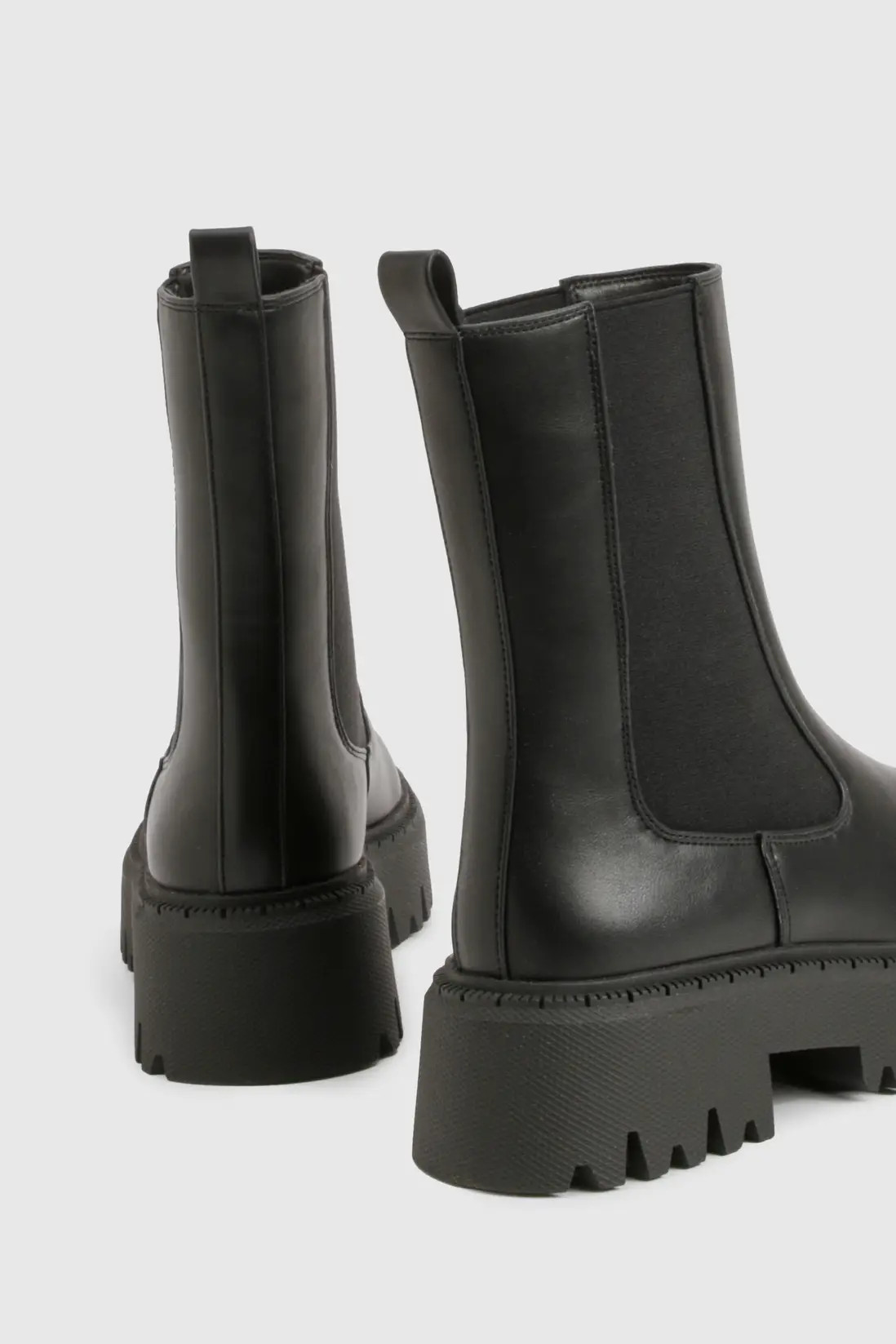 Black Chunky Elastic Panel Chelsea Ankle Boots | Boohoo | Boohoo.com (UK & IE)