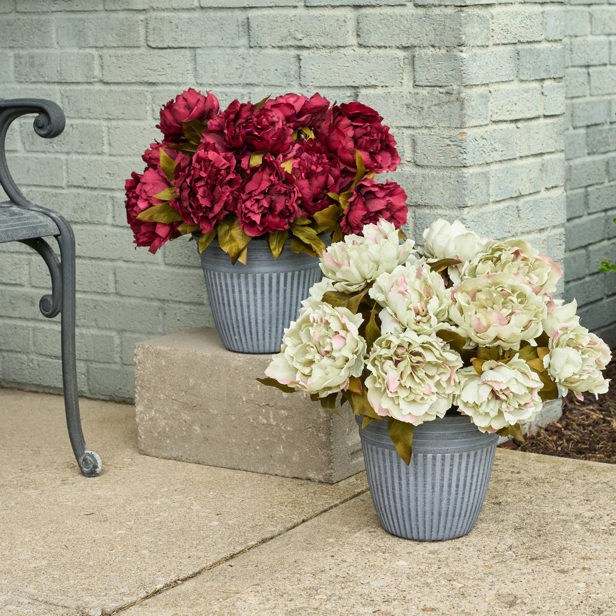 Dried-Look Faux Autumn Peony Bush Foliage Outdoor Urn Filler Front Porch Arrangement - Available ... | Darby Creek Trading