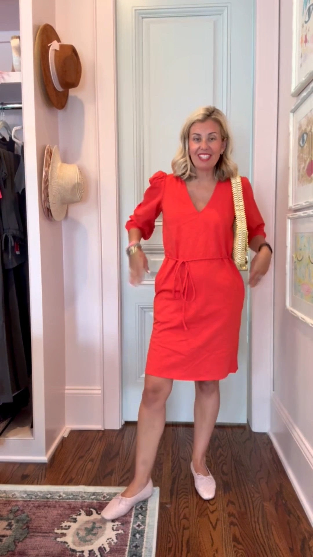 SALE ALERT! Love a solid dress and then add pops of color. This is a dress we are styling all the ways! I’m in size 2 dress & 7 flats (size 1 down). 

Codes:
Allie + Bess - Catherine20

#LTKdayinmylife #LTKOver40 #LTKSeasonal

#LTKmorningroutine