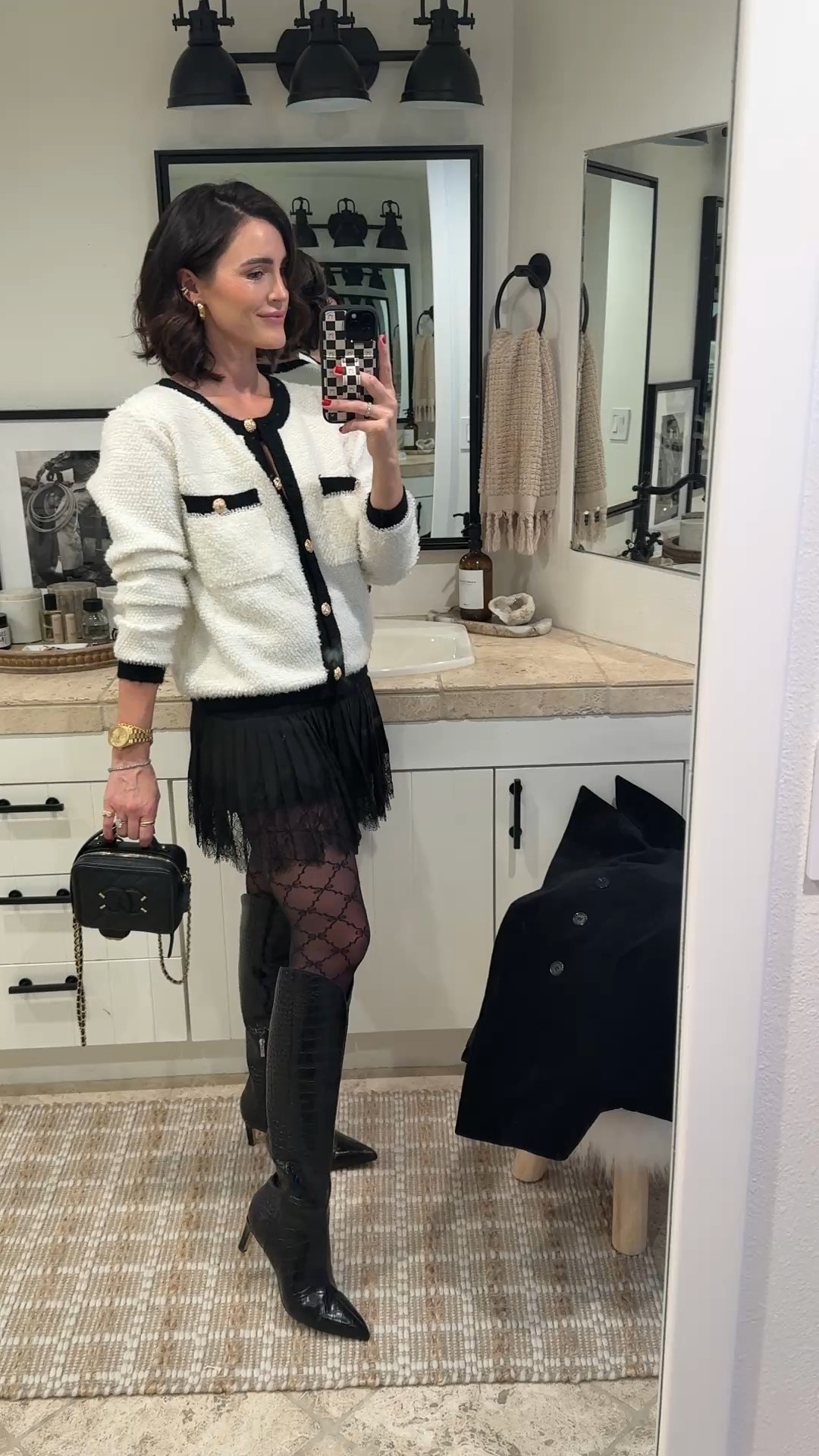 WINTER \ date night outfit: ribbon bow tights, black boots, lace skirt (Amazon) and a sweater. Wearing smalls. 

Holiday party 

#LTKHoliday #LTKParties #LTKWatchNow