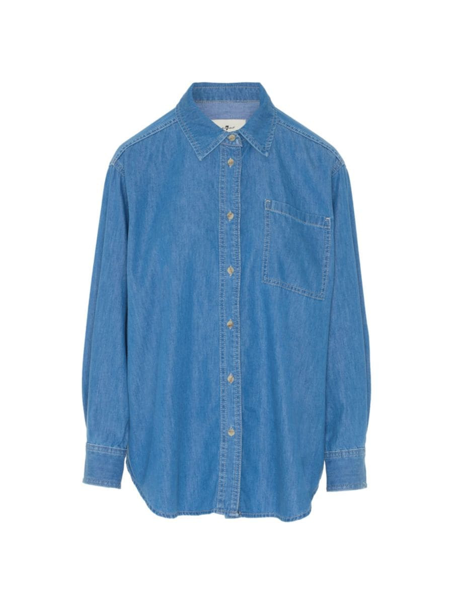 Oversized Denim Button-Front Shirt | Saks Fifth Avenue