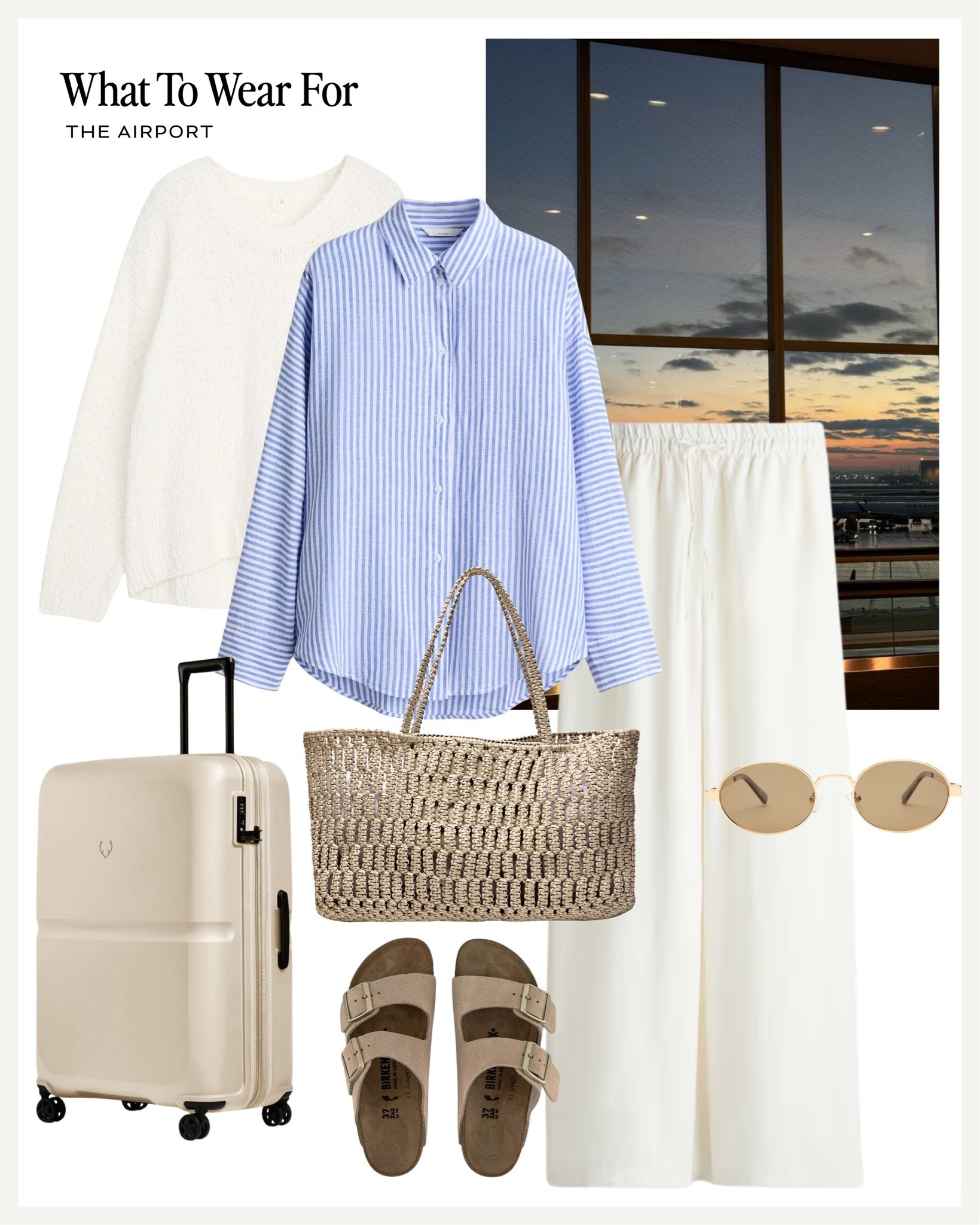 The airport ✈️ 

Summer travel outfit, easy outfit, linen trousers, blue linen shirt, Birkenstocks, neutral looks

#LTKsummer #LTKtravel