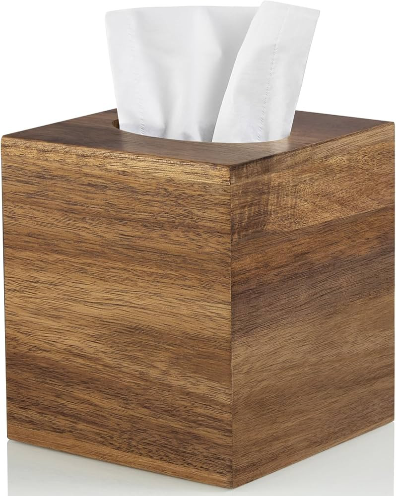 ALELION Tissue Box Cover Square - Acacia Wood Tissue Box Holder for Tabletop Night Stands Bathroo... | Amazon (US)