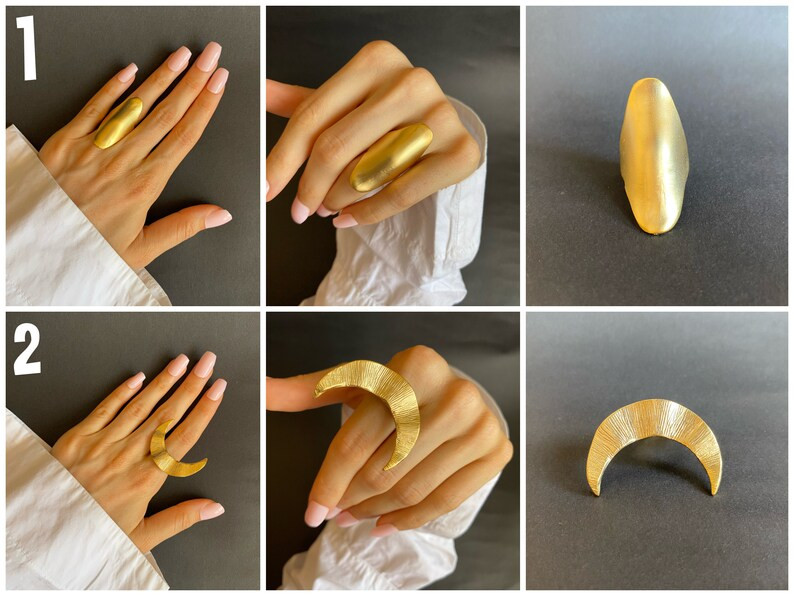 Gold Statement Rings Adjustable Rings Boho Style Gold Ring Long Ring Geometric Ring For women | Etsy (CAD)