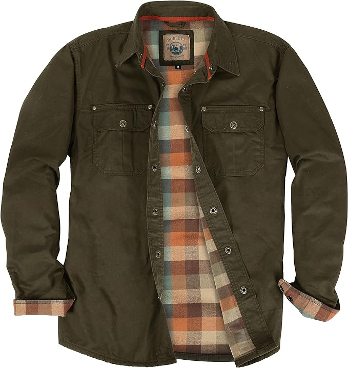 Gioberti Men's 100% Cotton Brushed and Soft Twill Shirt Jacket with Flannel Lining | Amazon (US)