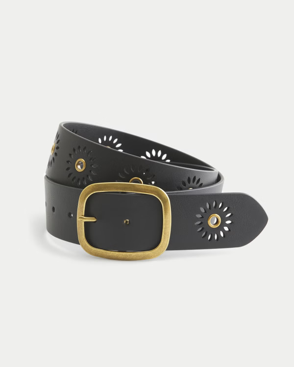 Sunburst Grommet Vegan Leather Belt | Hollister (US)