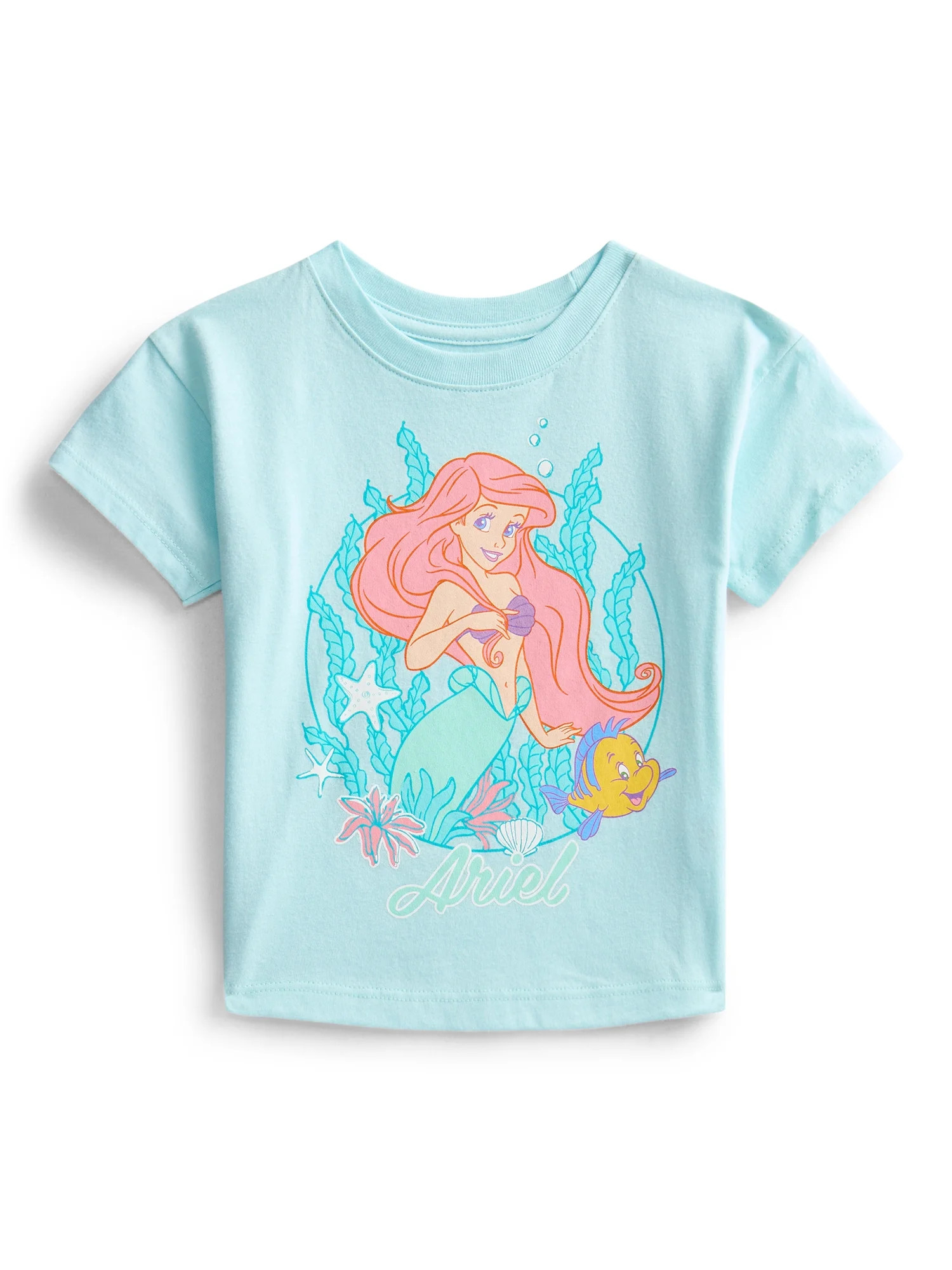 The Little Mermaid Ariel Toddler Graphic Crewneck Tee with Short Sleeves, Sizes 12M-5T | Walmart (US)