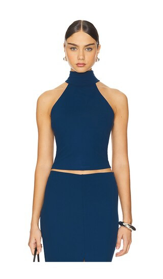 Mock Neck Sleeveless Top in Stratus | Revolve Clothing (Global)