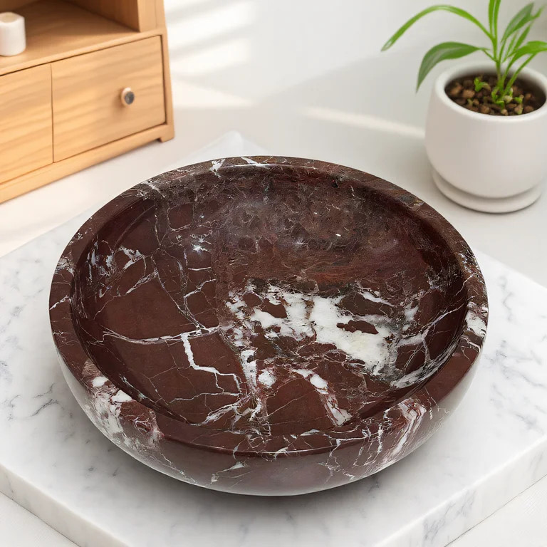 Large Decorative Marble Bowl, 7.87 inches,Natural Stone Round Bowl for Home Decor, Fruit, Nuts, J... | Walmart (US)