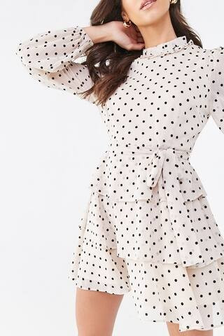 Tiered Flounce-Hem Polka Dot Dress | Forever 21 (US)