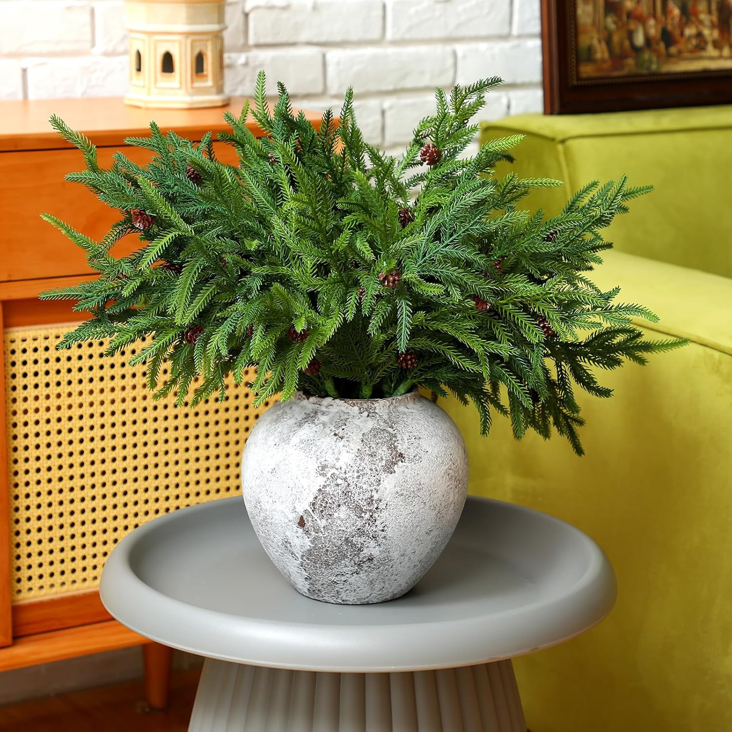 Yinder Xmas Norfolk Pine Branches with Pine Cones Norfolk Pine Artificial Xmas Branches for Xmas ... | Amazon (US)