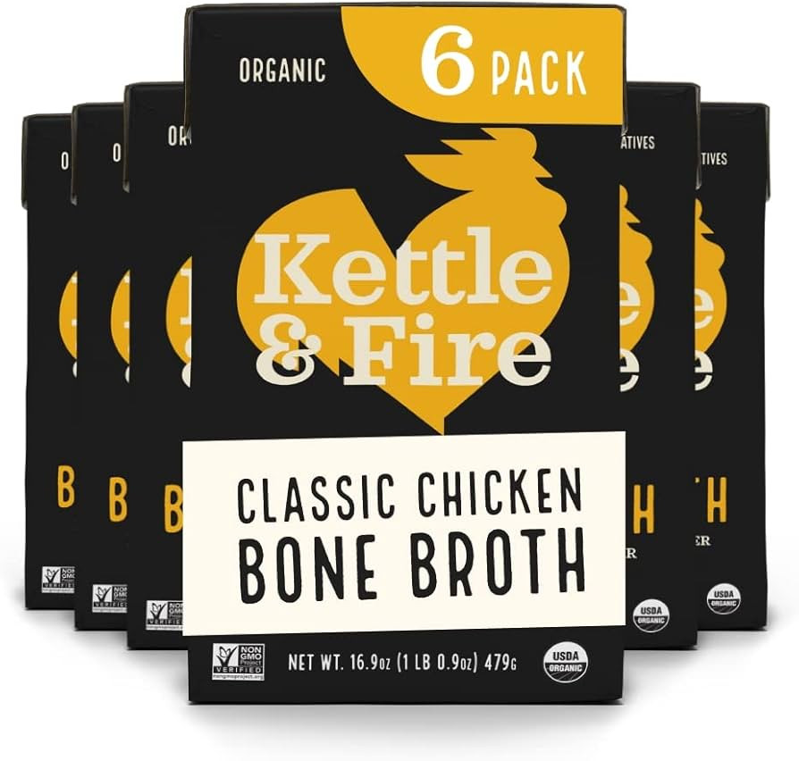 Chicken Bone Broth Soup by Kettle and Fire, Pack of 6, Keto Diet, Paleo Friendly, Whole 30 Approv... | Amazon (US)