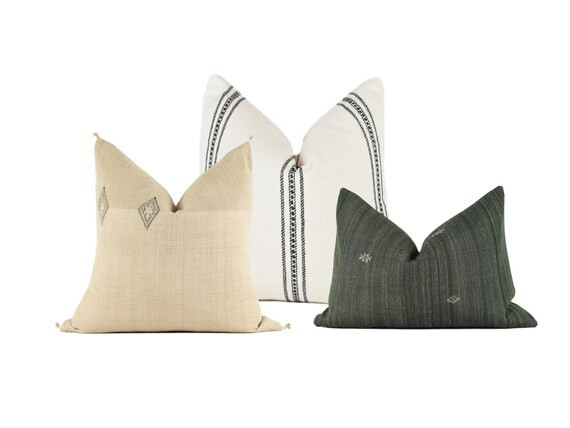 Read the full title
    White Tan Black/Gray Greenish Pillow Combo | Etsy (US)