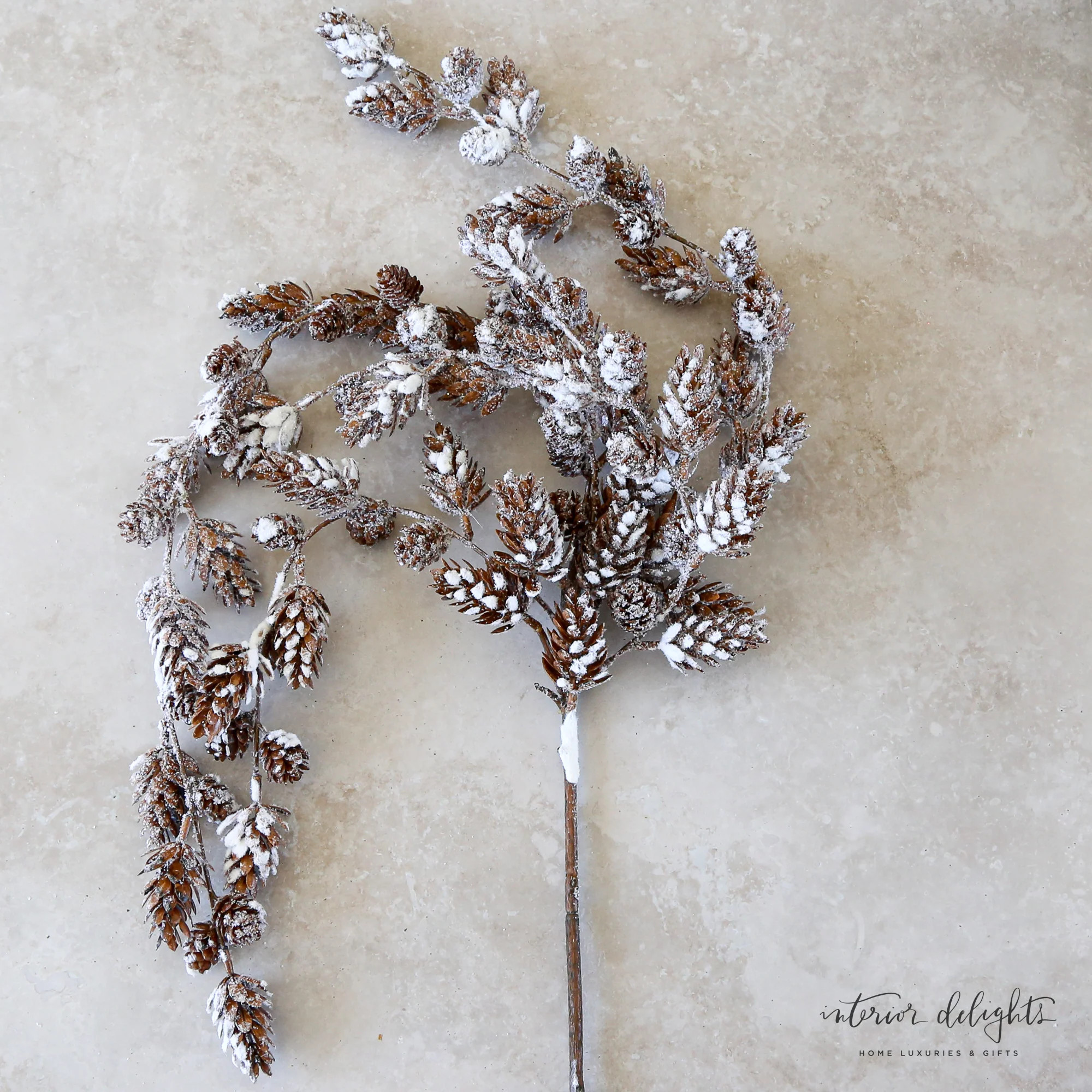 46" Mini Snowy Pinecone Hanging Spray | Interior Delights