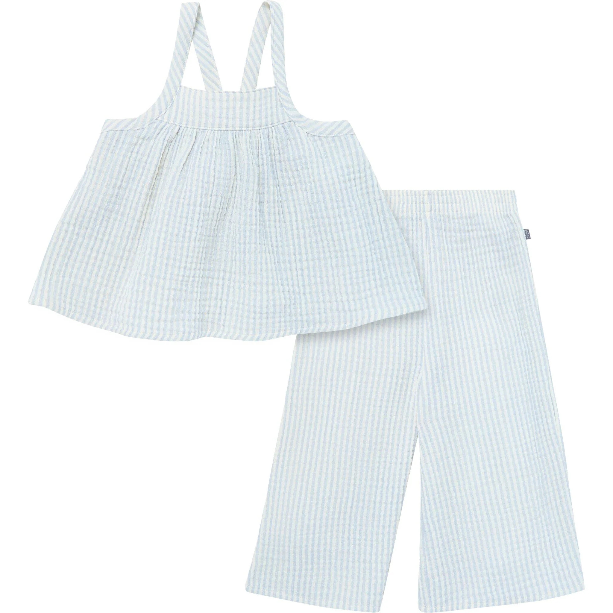 2-Piece Infant & Toddler Girls Light Blue Stripe Cropped Pants Set | Gerber Childrenswear