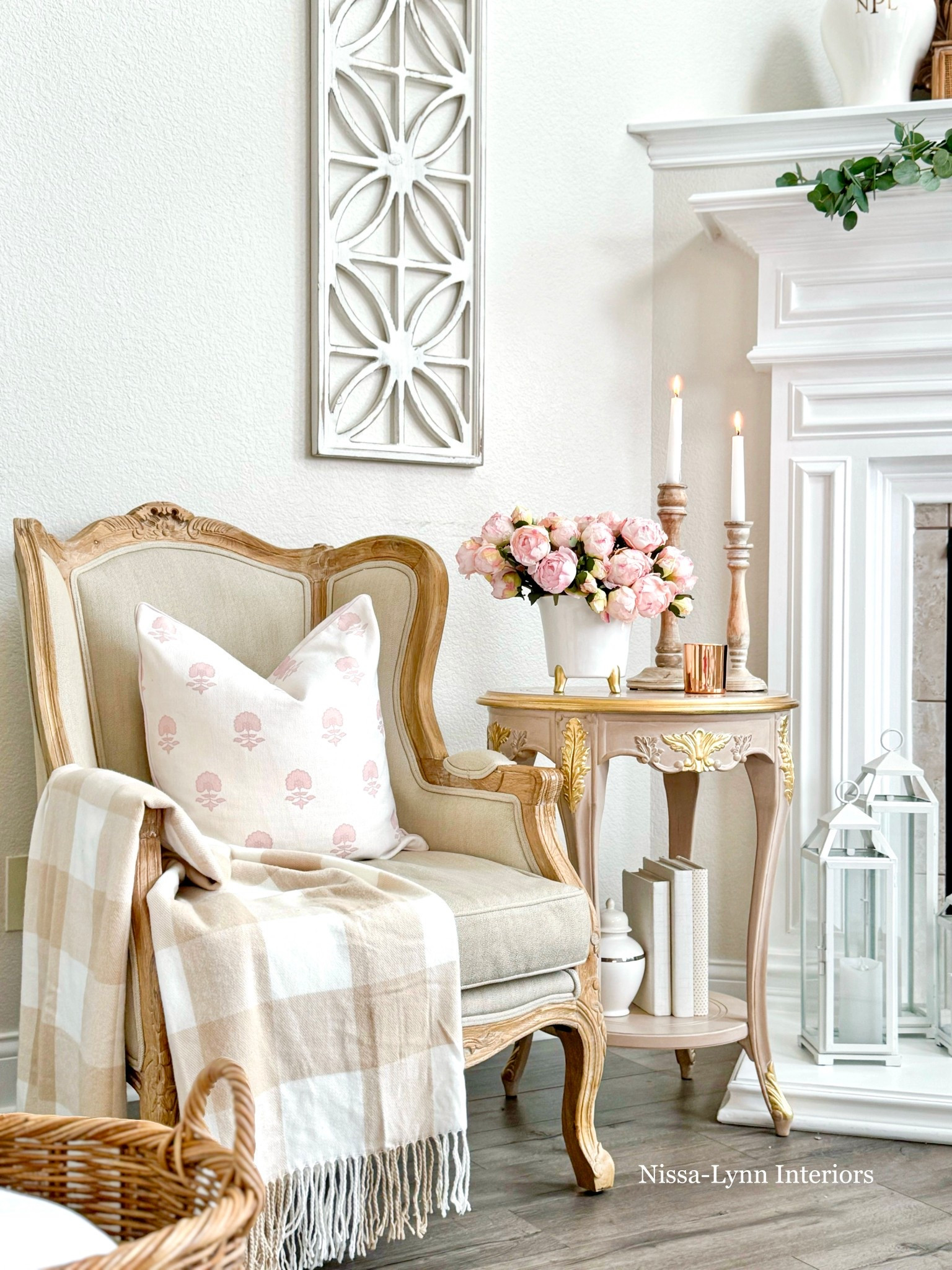 Creating the coziest little corner in our home! 🤍 Layers of soft neutrals, fresh florals, and warm candlelight create the most peaceful little moment. Do you have a favorite cozy corner in your home? 🏡 

#LTKspring #LTKSeasonal #LTKHome