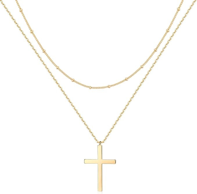 Mevecco Layered Heart Necklace Pendant Handmade 18k Gold Plated Dainty Gold Choker Arrow Bar Laye... | Amazon (US)