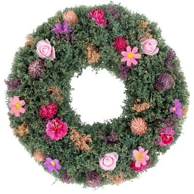Northlight Thistle Mixed Floral Spring Wreath - 13" - Pink and Purple | Target