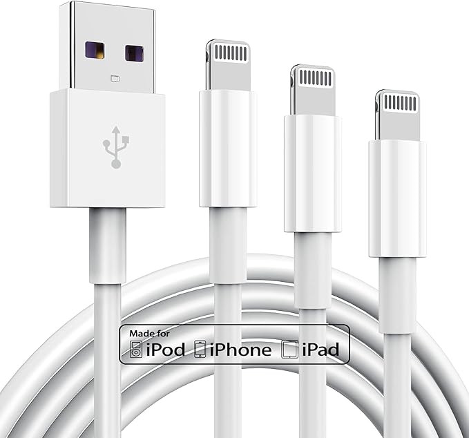 3 Pack Apple MFi Certified Charger Cable 6ft, Lightning to USB Cable Cord 6 Foot, 2.4A Fast Charg... | Amazon (US)