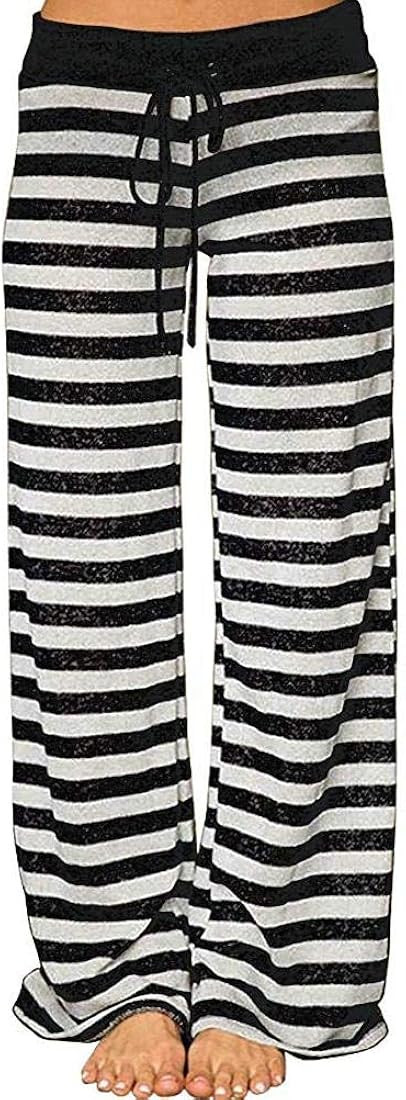 Elsofer Women's Pajama Lounge Pants Floral Print Comfy Casual Stretch Palazzo Drawstring Pj Botto... | Amazon (US)