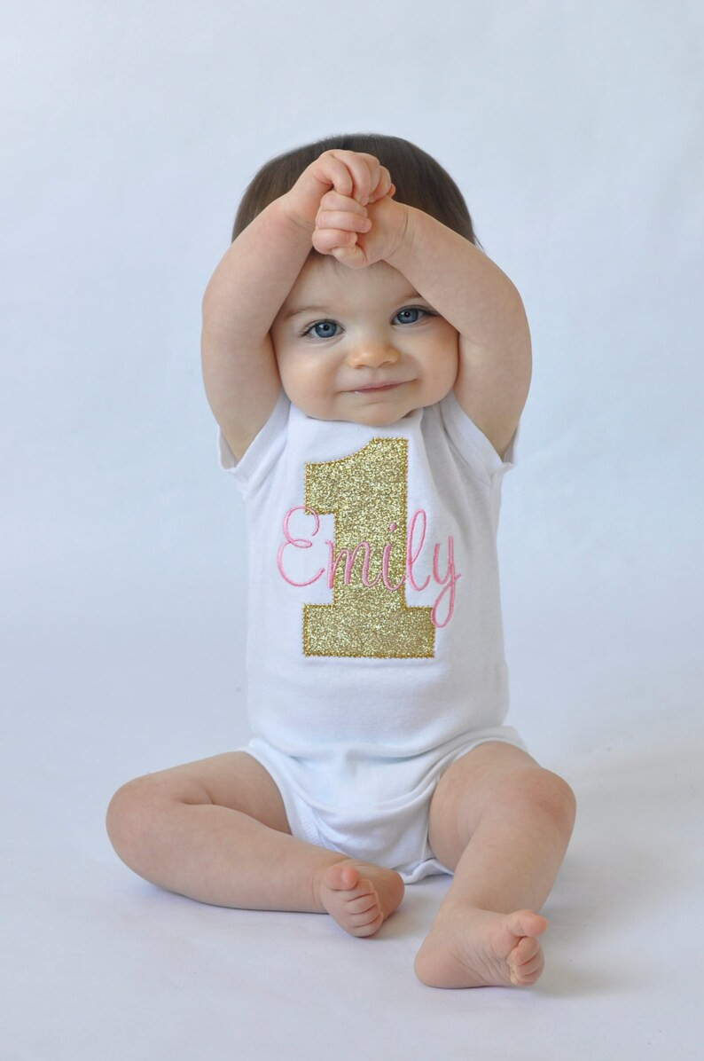 Girls First Birthday Outfits / First Birthday Outfits / First Birthday Shirt / Pink and Gold Firs... | Etsy (US)