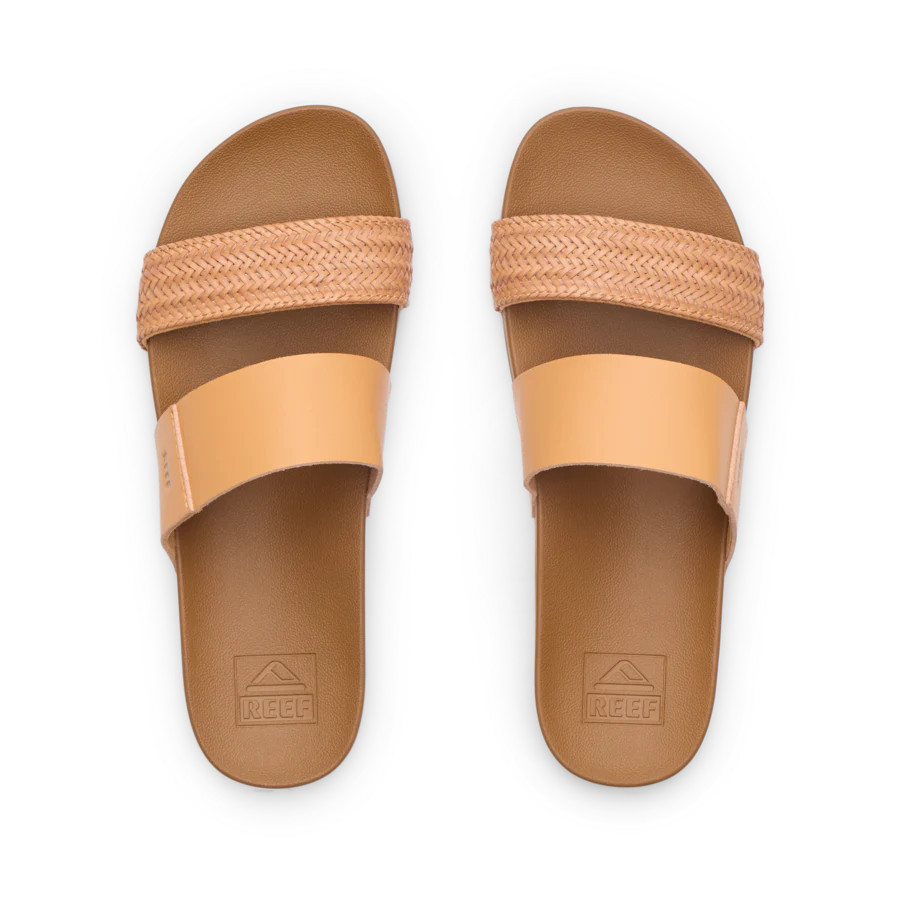 Women's Cushion Vista Slides in Black/Natural | REEF® | REEF