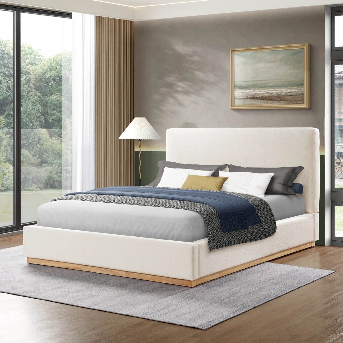 Aspen Wood Base Upholstered Boucle Platform Bed | Wayfair North America