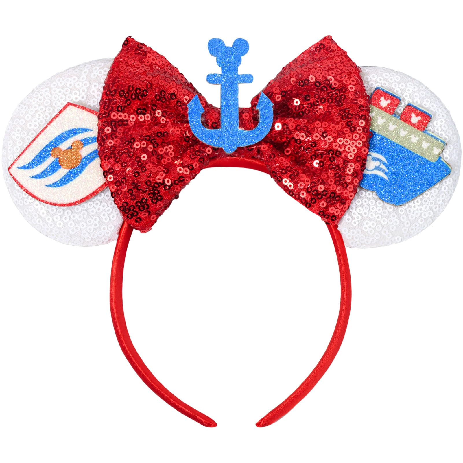 Mouse Ears Headband, Sparkle Bow Headband for Women Girls Boys, Sequin Party Hair Accessories (Cr... | Amazon (US)