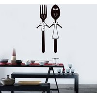 Spoon & Fork Vinyl Wall Decal Funny Decor For Kitchen Dining Room Restaurant Cafe Art Stickers Mural | #2612Di | Etsy (US)