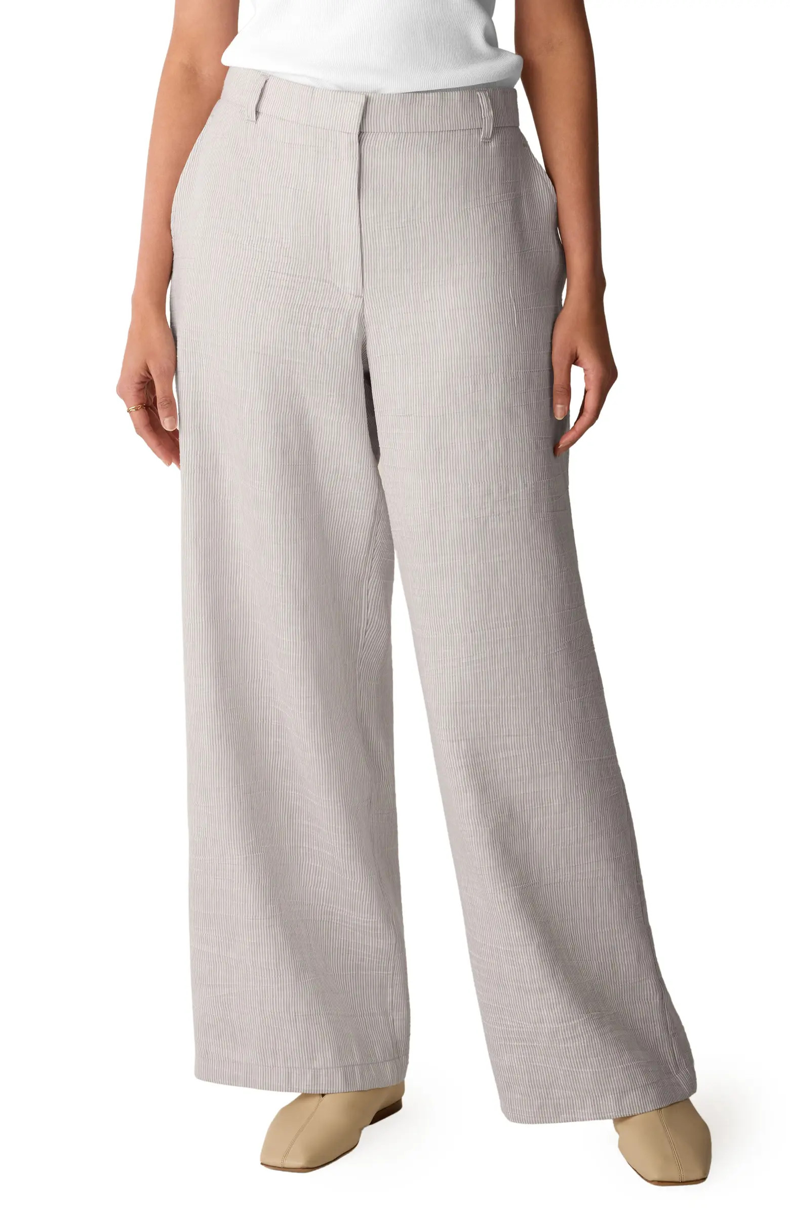 High Waist Linen Blend Wide Leg Pants | Nordstrom