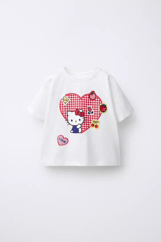 HELLO KITTY \u00a9 SANRIO GINGHAM HEART T-SHIRT | Zara US