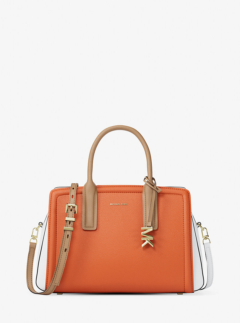 Laila Medium Color-Block Pebbled Leather Satchel | Michael Kors US