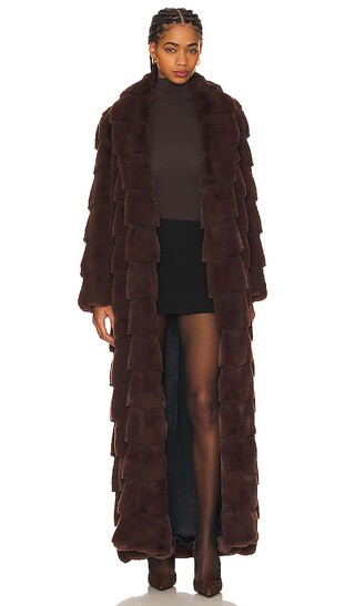 Floor Length Faux Fur Coat in Chicory Coffee | Revolve Clothing (Global)
