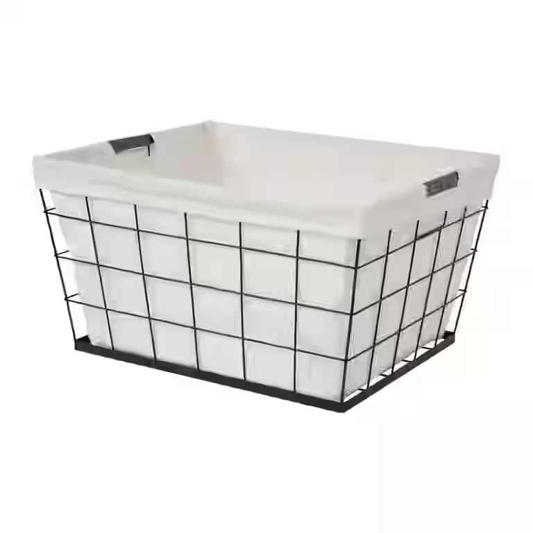 Better Homes & Gardens 60L Rectangular Steel Laundry Basket for Adult, Black & Natural - Walmart.... | Walmart (US)