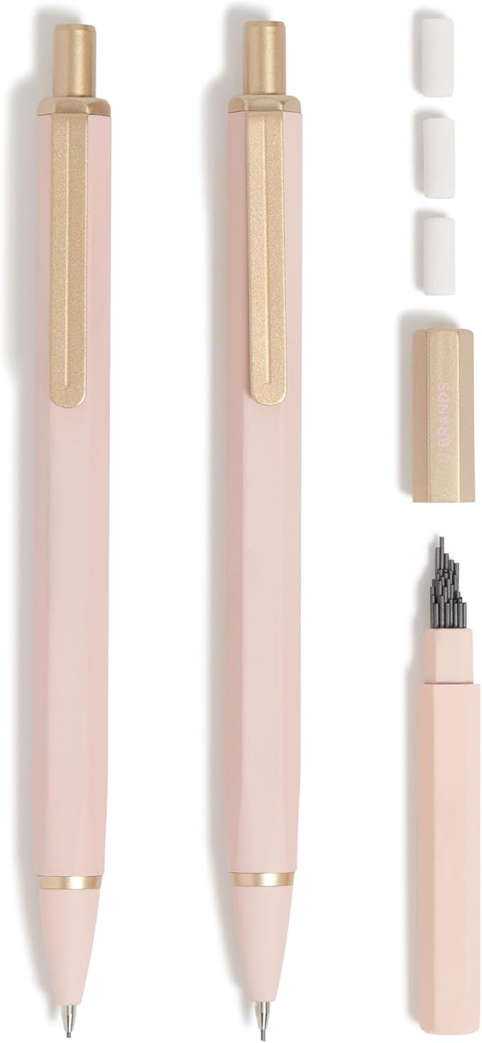 U Brands Cambria Mechanical Pencils, Set of 2, Blush Pink, Soft Touch, Medium (0.7 mm) Point, Lea... | Amazon (US)